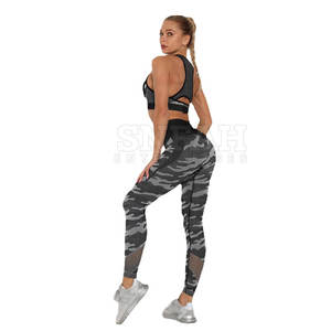 Vêtements de sport personnalisés avec logo, vêtements de fitness pour femmes, taille mi-haute, ensemble de yoga deux pièces, soutien-gorge et leggings, uni, 100% coton respirant - Product Image 5