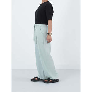 ENAPAY High Waist Regular Fit Custom logo Woven Trouser with Wide Leg Breathable <b>Summer</b> <b>Pant</b> Style - Product Image 3