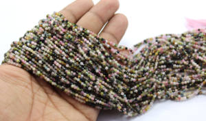 Cuentas redondas de bolas facetadas de turmalina múltiple natural Strand 3mm 4mm 5mm - Product Image 3