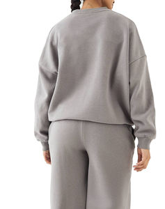 Sudadera con Capucha Gris Sólida Personalizada OEM, Lavado Ácido, Bordado al por Mayor, Ropa Urbana para Mujer - Product Image 2