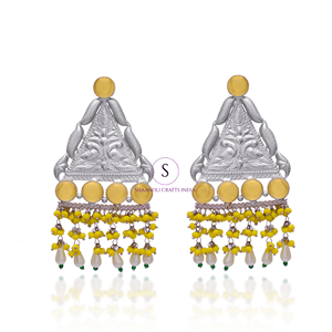 Traditional Silver <b>Oxidized</b> Designer Jhumkaas Earrings Beautiful Golden Latkan Work Earrings for Womens for Wedding Party 's - Product Image 2