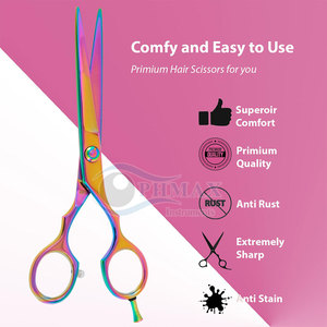 กรรไกรตัดผมหลากสีเคลือบไทเทเนี่ยมสำหรับมืออาชีพช่างทำผมกรรไกรตัดผมหลากสี - Product Image 4