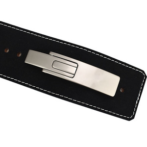 Cinturones de levantamiento de pesas de acero OEM hechos a medida con hebilla de placa de acero, 4 pulgadas de ancho y 42 pulgadas de largo, para gimnasio, culturismo, entrenamiento, con logo y peso. - Product Image 3