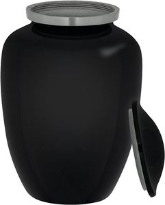 Urne de crémation d'emblème de couleur graphite pour les cendres humaines Urnes de crémation de style vase pour les cendres adultes 200 pouces cubes FABRIQUÉ EN INDE - Product Image 2
