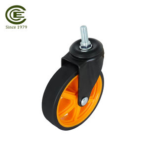 100mm TPR Swivel <b>Caster</b> Wheel 3/8'' Threaded Stem with Brake Electric Black Bracket Quiet Shelving Cart Warehouse Workshop Wheel - Product Image 4