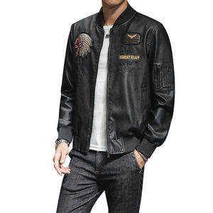 Veste en cuir sur mesure OEM en gros pour hommes, vestes à motif uni, veste en cuir véritable d'automne, style décontracté et mince pour l'hiver - Product Image 6