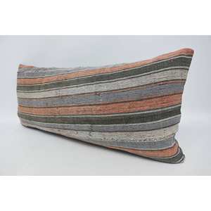 Traditionnel 16x36 pouces Orange rayé laine oreiller confortable chaud tissé à la main soie literie Vintage carré Portable pour noël - Product Image 4