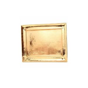 Plateau en métal rectangulaire plaqué or de forme carrée avec support Plateau de service décoratif en métal de qualité durable pour table - Product Image 3