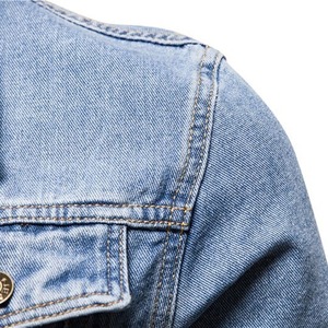 Chaqueta vaquera de algodón ajustada para hombre, prendas de vestir de un solo pecho de Color sólido, estilo informal para primavera Otoño Invierno - Product Image 3