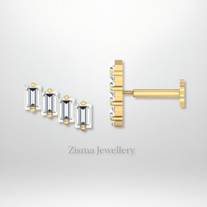 Baguette de luxe diamant oreille grimpeur 14K or Piercing VVS DEF réel et diamants de laboratoire GIA IGI certifié en gros bas - Product Image 5