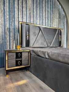 Camas de madera cómodas de lujo contemporáneo Juegos de muebles tapizados de dormitorio modernos para el hogar Casa de campo Apartamentos modernos-Metal - Product Image 3