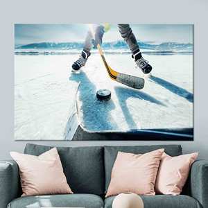 Toile imprimée : Art mural sur le thème du hockey sur glace - Décoration pour salle de jeux, encadrée - Product Image 1