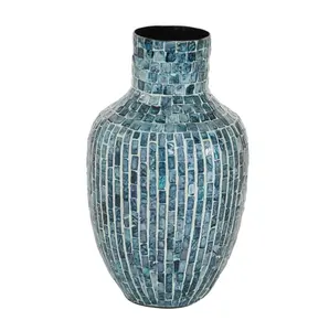 Commerci all'ingrosso di lusso grande nuovo design blu madreperla intarsio vaso fatto a mano enorme fioriera MOP per la decorazione di lusso ODM design