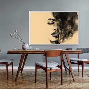 Impression sur toile abstraite moderne de femme : Décoration murale élégante, toile encadrée blanche - Product Image 1