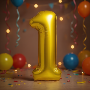 Palloncini Numero Oro N1 80cm 12 pz in Confezione per Feste - Product Image 3