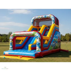 Tobogán Inflable Comercial de 6x4m con Temática de los Pitufos, Castillo Hinchable para Niños, Tobogán Seco de PVC, Equipo de Juegos para Exteriores - Product Image 5