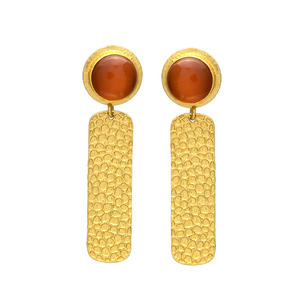 Nouvelles boucles d'oreilles pendantes plaquées or au design unique avec pierre précieuse Monalisa orange, en laiton, pour femmes et filles. - Product Image 1