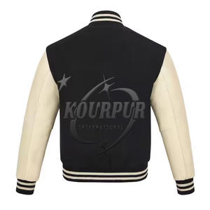 Logotipo personalizado bordado 100% algodón Varsity Sport Jersey chaqueta diseño de béisbol suelta Casual Stand Collar chaqueta de invierno - Product Image 5