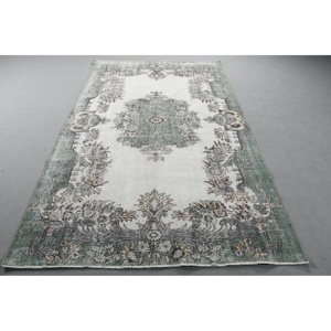 พรมตุรกี ขนาดใหญ่ 5.3x8.9 ฟุต พรมขนสัตว์สีเขียวขาว - Product Image 1