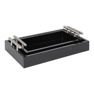 Juego de bandejas de madera New Look en elegante color negro con forma rectangular y diseño elegante perfecto para la decoración moderna del hogar - Product Image 1