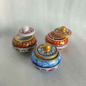 Boîte de rangement en pierre de marbre faite à la main vermillon dhani conception peinte directement en gros décoration de table article cadeau meilleur prix - Product Image 1