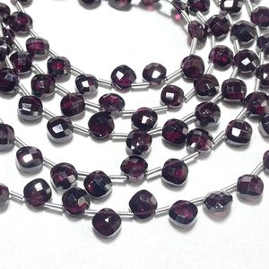 Perles Briolette en forme de coussin à facettes en gros Pierre fantaisie rouge naturelle 6.5-7.5MM Perceuse latérale en vrac - Product Image 2