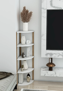 5-Tier Triangle Wooden Shelf <b>Unit</b> Corner <b>Storage</b> Shelf <b>for</b> Bathroom & Living Room - Product Image 3