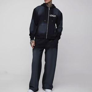 Survêtements unisexes en coton lourd 500GSM, style streetwear, délavé à l'acide, coupe évasée, pour homme, vintage, fabriqués sur mesure - Product Image 4