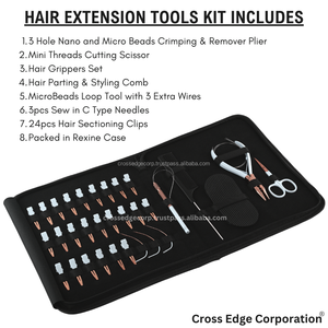 Le kit d'outils d'extension de cheveux comprend une pince à sertir Micro Link Beads Pince à crochet en acier inoxydable 24pcs Clips de sectionnement - Product Image 2