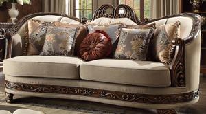 Juego de Sofás de Madera de Teca Tradicional de Lujo, Tallado a Mano, con Tela Importada Cómoda, para el Hogar, Apartamento, Villa, Entrada, Sala de Estar - Product Image 4