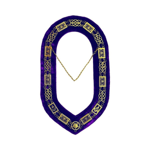 MASONIC REGALIA GRAND LODGE NEW GOLD METAL CHAIN COLLAR PURPLE VELVET - Product Image 3