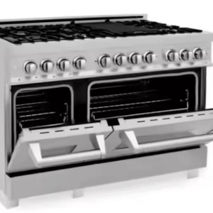 ZLINES - 48 in Legacy Dual Fuel Range with 6 Brass Burners (RAS-SN-BR-48) Satin Stainless Steel - Product Image 1