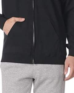 Sudadera con Capucha Negra con Cierre y Bolsillo Tipo Canguro, Informal, Unisex, Suave, Cálida, de Forro Polar, Ligera, para Uso Diario - Product Image 5