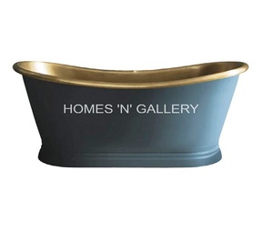 Nouvelles baignoires en cuivre or Intérieur avec patine bleue Baignoires fantaisie en gros Baignoires en cuivre de dernière conception à bas prix personnalisées - Product Image 1
