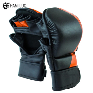 PU PVC 소재로 만든 킥 복싱 그래플링 훈련을위한 오픈 팜 스파링 장갑 성인용 인쇄 패턴 MMA 장비 - Product Image 5