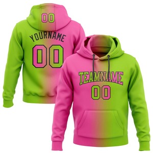 Venta al por mayor y Dropship personalizado cosido neón verde rosa-negro gradiente moda deportes pulóver Sudadera con capucha - Product Image 1