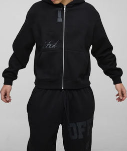 Ensemble de survêtement oversize pour homme 2026 – Survêtement de sport à capuche coupe droite, pantalon de jogging uni - Product Image 3