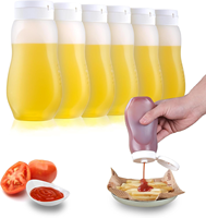 Botol Saus Ketchup Plastik 500g Custom Label, Botol Saus BBQ PP Isi Panas dengan Tutup Flip, Model Fifo Terbalik untuk Madu