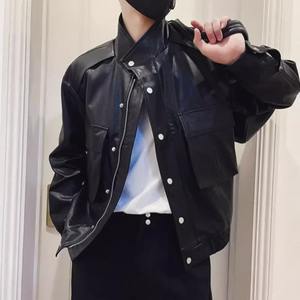 Chaqueta de béisbol de cuero con logotipo bordado personalizado de alta calidad, chaqueta de moto fresca para exteriores, chaquetas a prueba de viento para hombres - Product Image 5