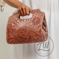 LW Original hand gefertigte Leder Brieftasche Clutch Bag für Frauen Hand geschnitzten Vintage-Stil mit Reiß verschluss Tragbare Trend ing Sommer 2024