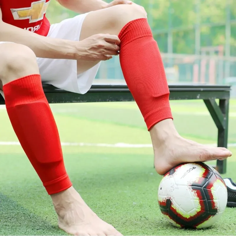 Men Football Basketball Sports Elastic Calf Shin Pads Compression Long Footless Grip Foot Soccer Socks Leg Sleeve