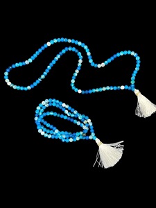 Collana di perle di Mala agata blu con perline di preghiera 108 fatte a mano con <span class=keywords><strong>pietre</strong></span> preziose per la <span class=keywords><strong>fertilità</strong></span> in pietra Chakra-regalo - Product Image 5