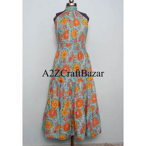 Best Selling <b>Women's</b> 100% Cotton Maxi <b>Dress</b> Handmade Summer Beach Wear floral Print Soft Casual Boho Style Natural Free - Product Image 1