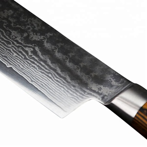 Vente en gros de coutellerie OEM ODM personnalisée Manche professionnel en bois de pakka Couteau de chef de cuisine damas japonais Lame tranchante fixe - Product Image 2