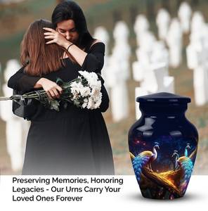 Urna de pavo real en la naturaleza, jarrón funerario de cremación de Vida Silvestre, jarrón conmemorativo de pavo real azul para pájaros, plumas de pavo real, urna natural - Product Image 6