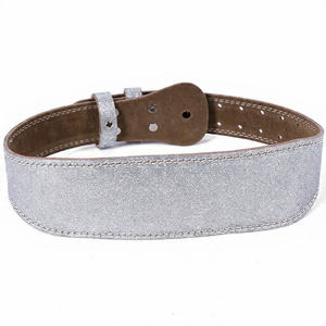 Weightlifting Glitter Leather <b>Belt</b> <b>Back</b> <b>Support</b> Double Prong Heavy Duty Training 10MM Thickness - Product Image 5