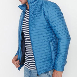 Veste matelassée en toile brodée sur mesure pour homme, bleu ciel, manteau d'hiver ultra léger, isolé, imperméable, à capuche, écologique - Product Image 4