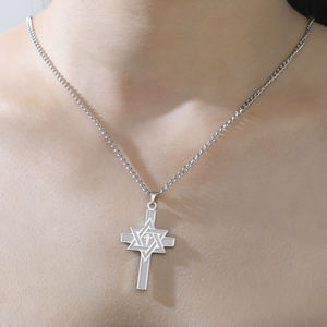 Collier Croix Étoile Style Vintage David Plaqué Or 14K avec Pendentif Gravé en Moissanite, Bijou Amulette Religieuse, Cadeau pour Homme - Product Image 5