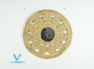 Vietrustic, el último adorno de pared hecho a mano, espejo de paja de jacinto de agua para decoración de dormitorio - Product Image 3