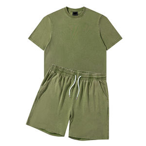 Nouvel Arrivage – Ensemble Survêtement Homme Été Simple et Ample, Col Rond, Couleur Unie, avec Logo Personnalisé – T-shirt et Short Minimalistes - Product Image 4